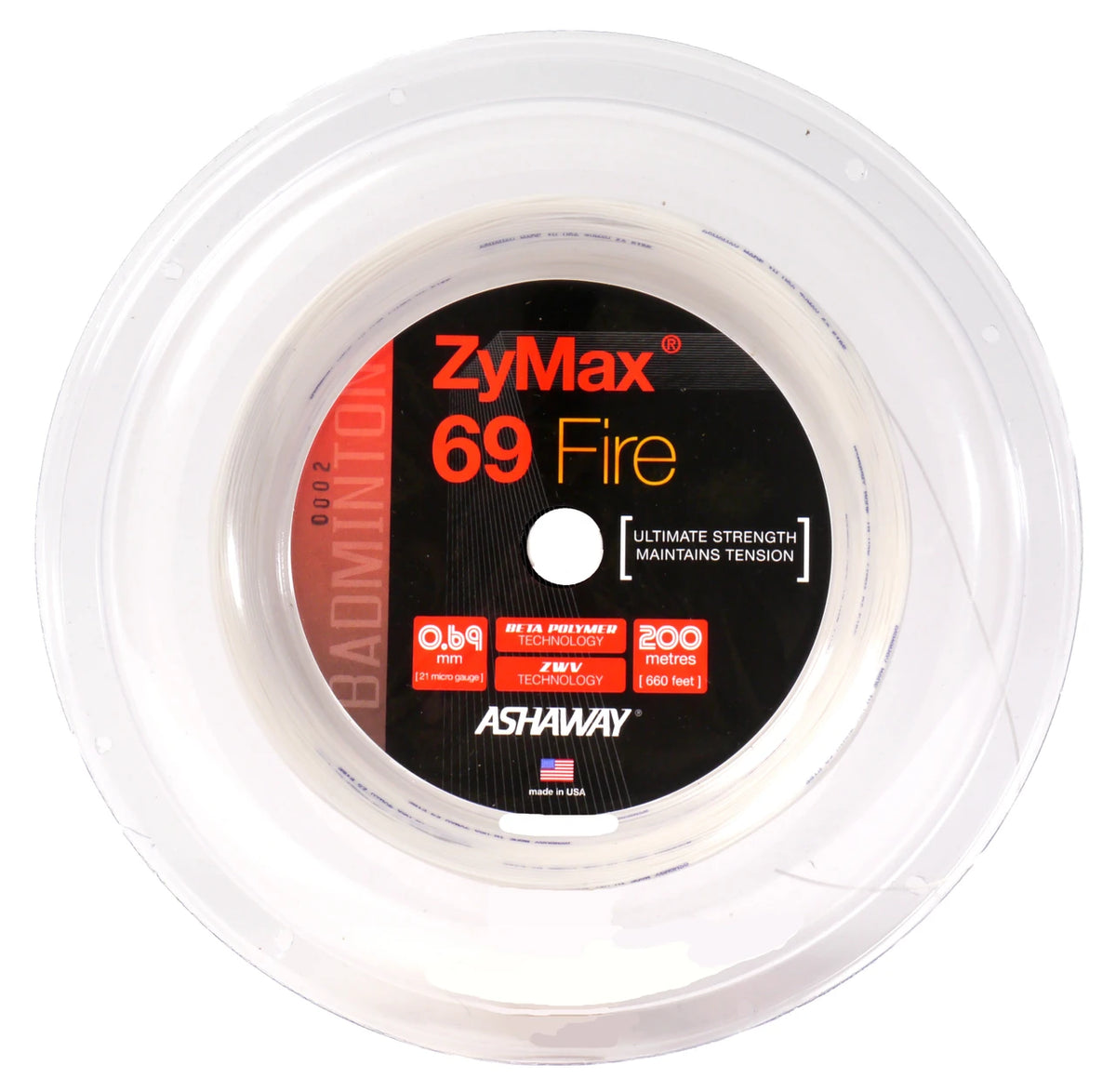 Ashaway ZyMax 69 Fire Reel - White