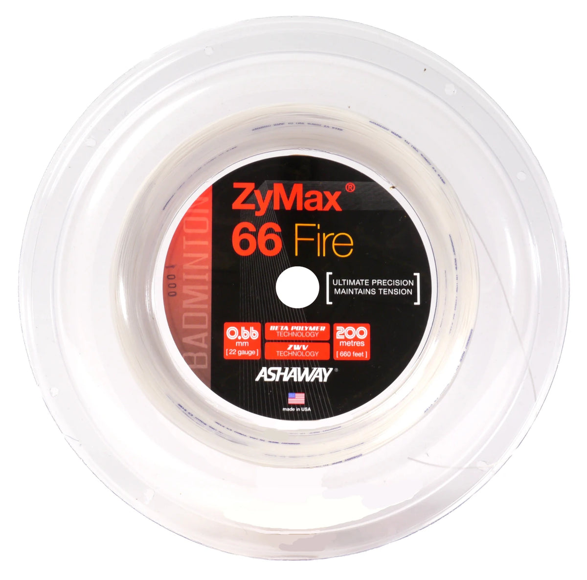 Ashaway Zymax 66 Fire 200M Bobine - Blanc